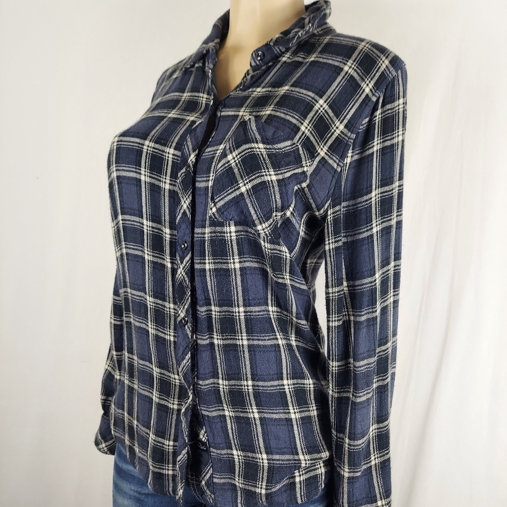 Rails Plaid Flannel Button Down Black Shirt - image 4